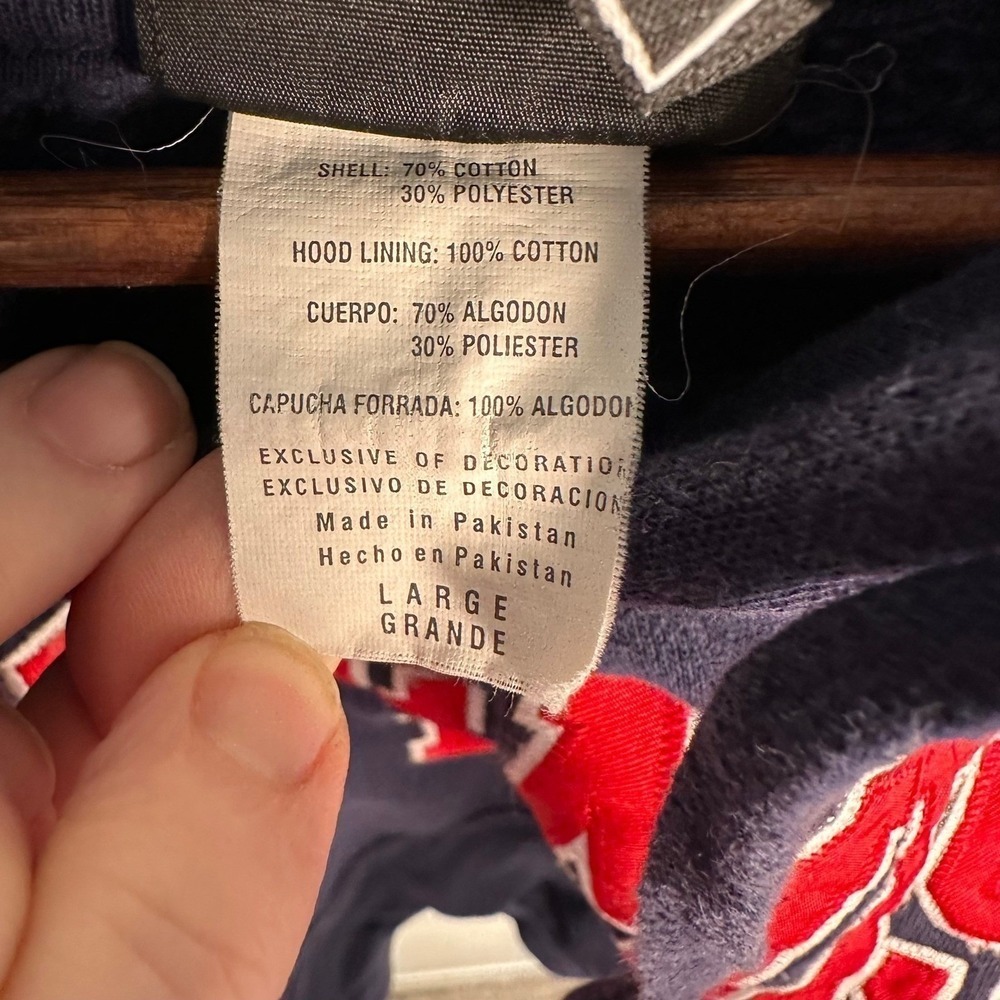 Genuine Stuff Ole Miss Rebels Mens Large Navy Blue Embroidered Hoodie Sweatshirt - Picture 3 of 8